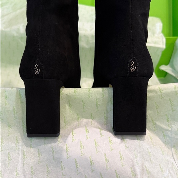 Sam Edelman Black Sylvia Suede Tall Dress Boots Size 12 - Picture 3 of 6
